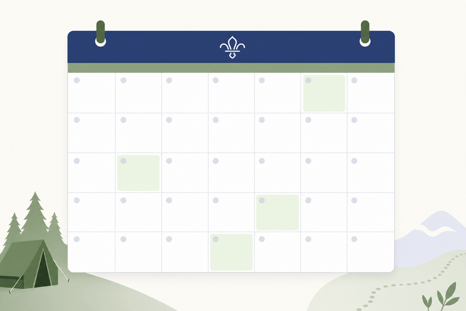 Calendar on shelf